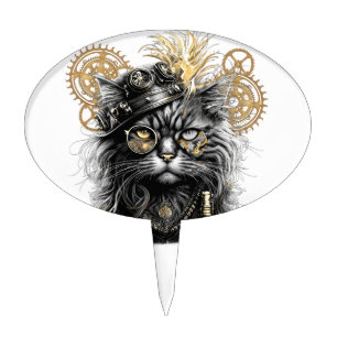 Professor Sprocket-Paws The Funky Steampunk Cat Cake Topper