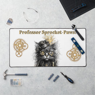 Professor Sproket-Paws The Funky Steampunk Cat Desk Mat