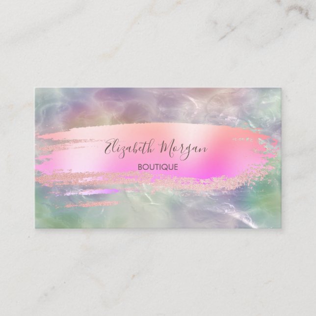 Professsional Brush Stroke Holographic Pearl Business Card (Front)