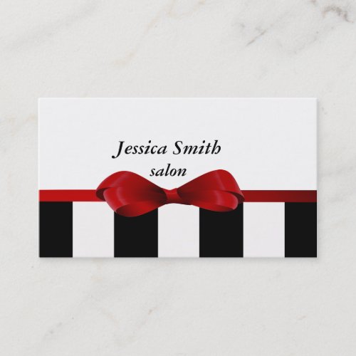 Proffesional elegant gentle stripes red bow business card
