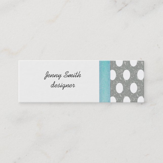 Proffesional elegant polka dots mini business card (Front)