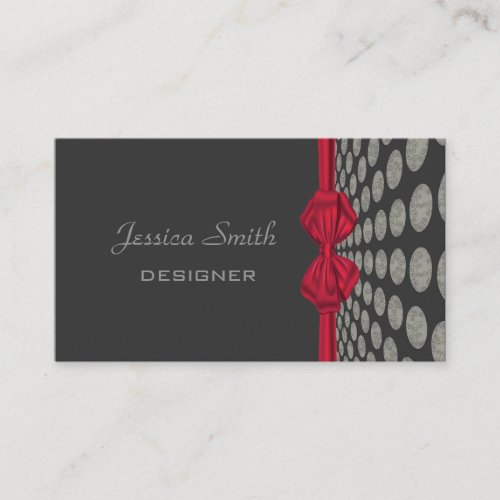 Proffesional elegant polka dots red bow business card