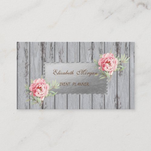 Proffesional Elegant Wood Texture Flowers Business Card