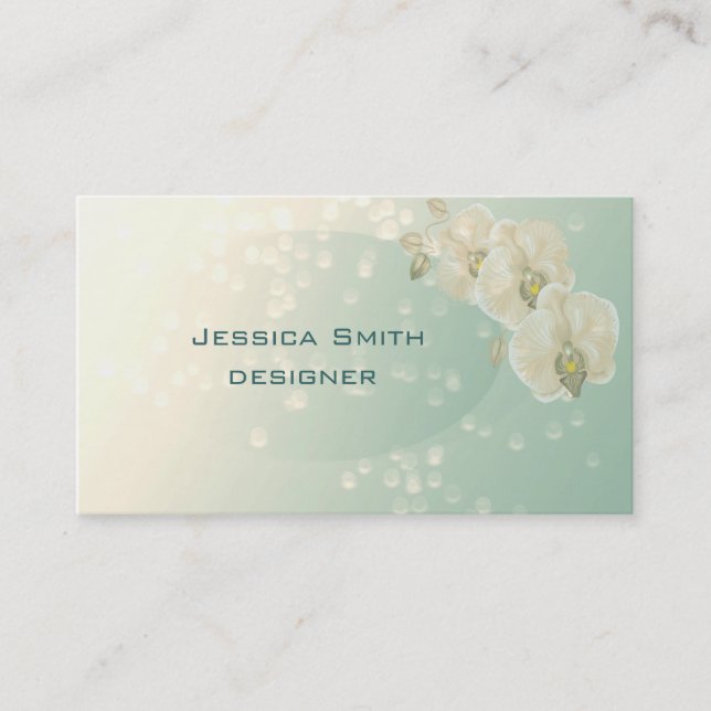 Proffesional glamorous elegant bokeh orchid business card (Front)