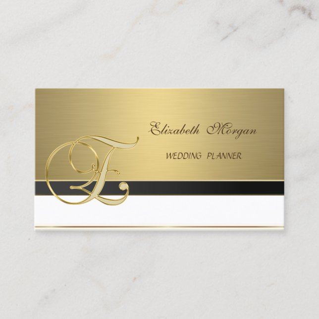 Proffesional Modern Luxury Elegant Golden-Monogram Business Card (Front)