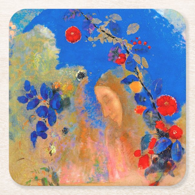 Profile beneath an Arch, Redon Square Paper Coaster (Front)