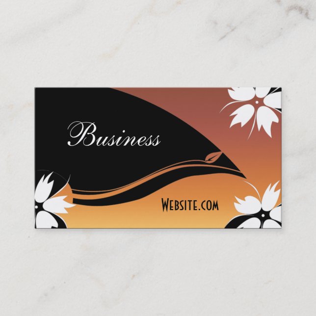 Profile Business Card Black Gold White Floral (Front)