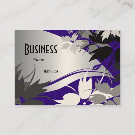 Customizable Profile Business Card Black Silver Blue Floral