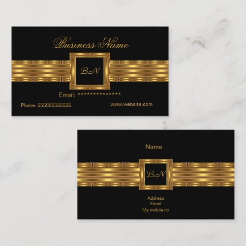 Profile Business Card Gold Monogram Black