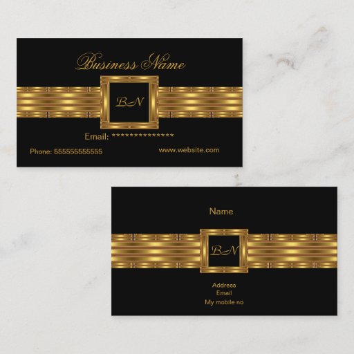 Customizable Profile Business Card Gold Monogram Black