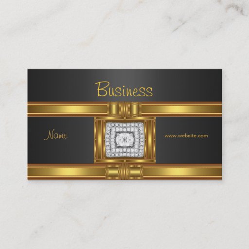 Customizable Profile Business Card Gold on Black Diamond Jewel