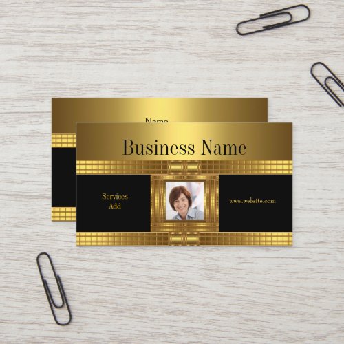 Profile Business Card Gold on Gold Black Add Photo