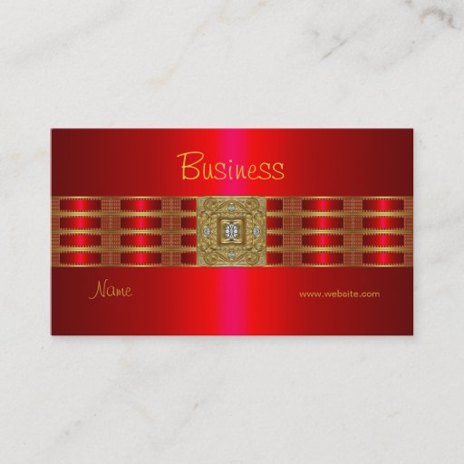 Customizable Profile Business Card Gold on red Diamond Jewel