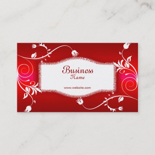 Profile Business Card Red White Floral