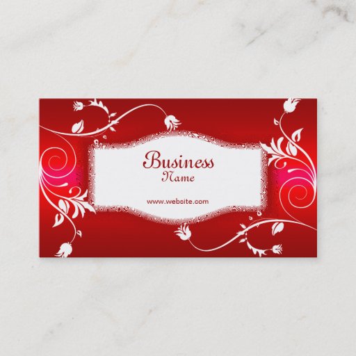 Customizable Profile Business Card Red White Floral
