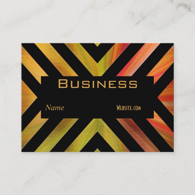 Profile Business Card Retro Black Colorful Stripe (Front)