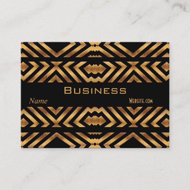 Profile Business Card Retro Black Gold Exotic (Front)