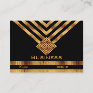 Profile Business Card Retro Black Gold Stripe