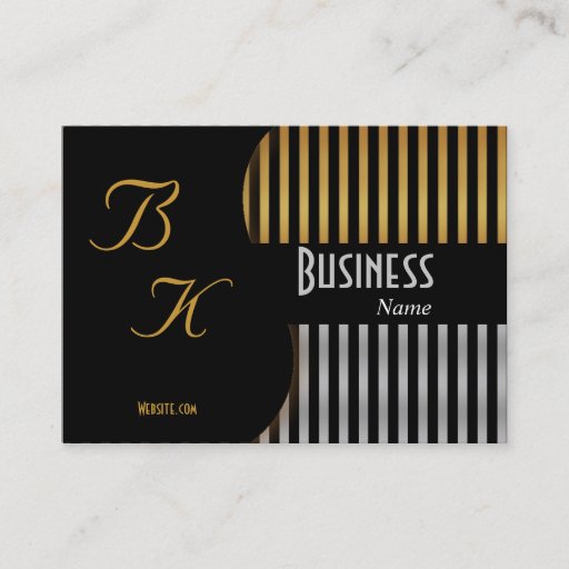 Customizable Profile Business Card Simple Black Gold Silver