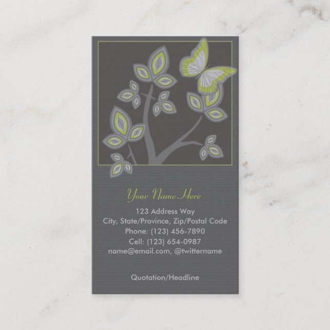 Profile Business Card: Tree with Butterfly Card (Front)
