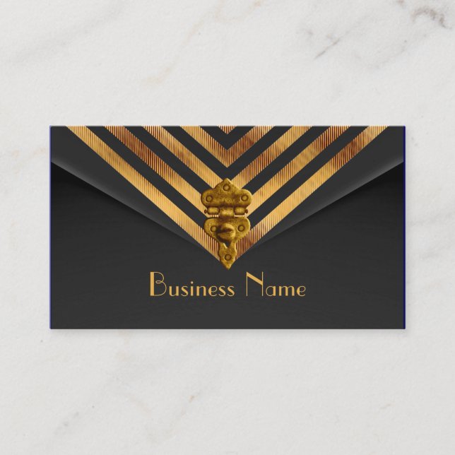 Profile Business Gold Black Velvet Stripe Business Card (Front)