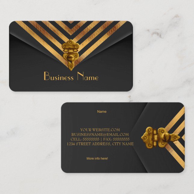Profile Business Gold Black Velvet Stripe Business Card (Front/Back)