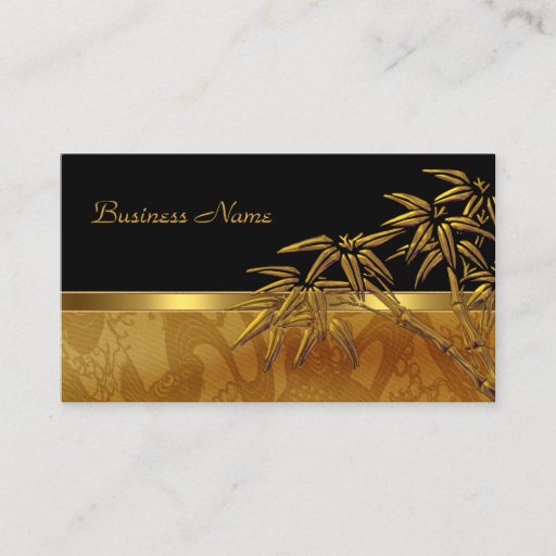Customizable Profile Card Asian Black Gold Bamboo Business Cards