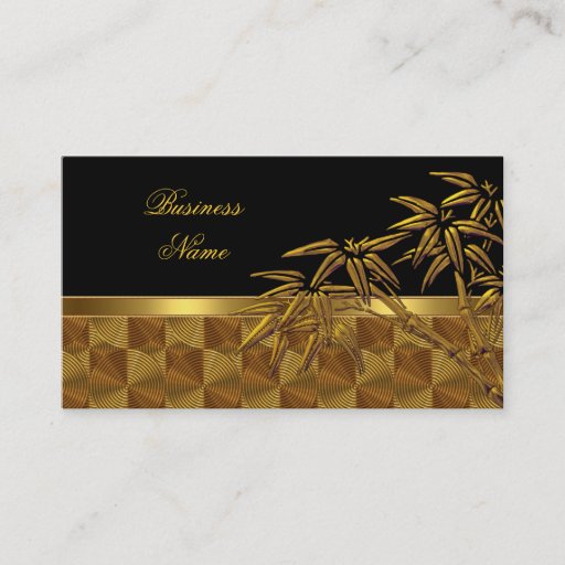 Customizable Profile Card Asian Black Gold Bamboo Business Cards