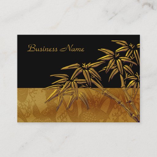 Customizable Profile Card Asian Black Gold Bamboo Business Card