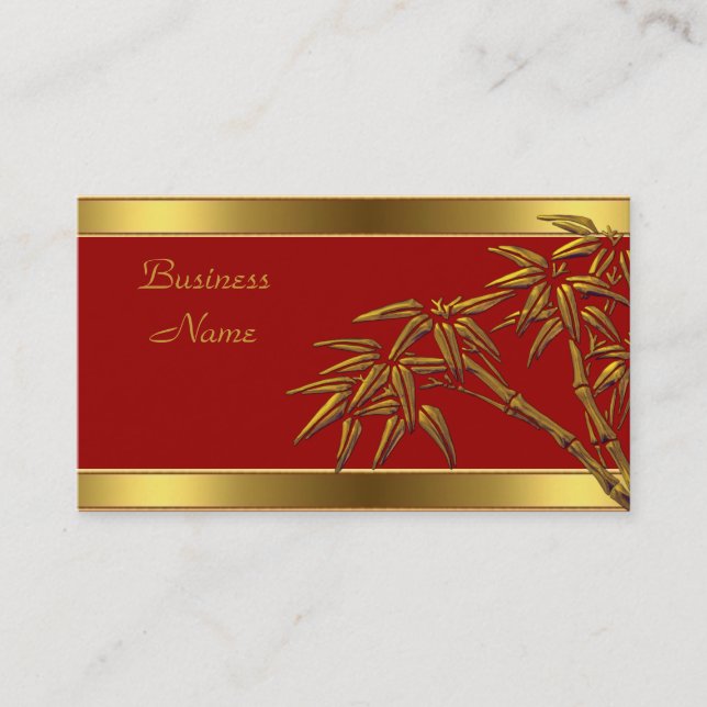 Profile Card Asian Red Gold Bamboo (Front)