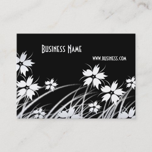 Profile Card Black &amp; White Style Flowers Business Card Template
