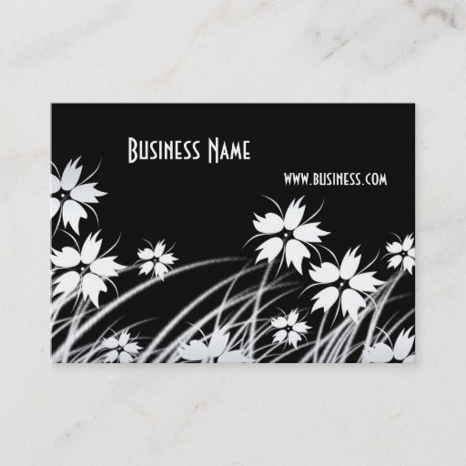 Customizable Profile Card Black &amp; White Style Flowers Business Card Template