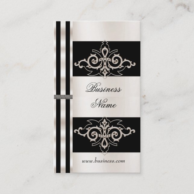 Profile Card Business Art Deco Black Sepia Stripe (Front)