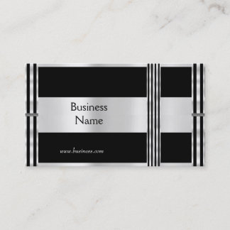Profile Card Business Art Deco Black Silver Stripe