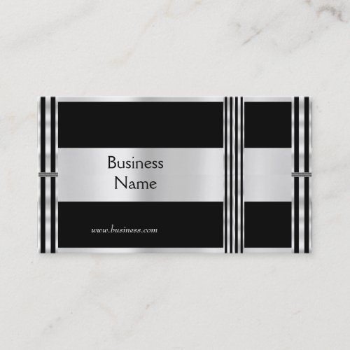 Profile Card Business Art Deco Black Silver Stripe Business Cards