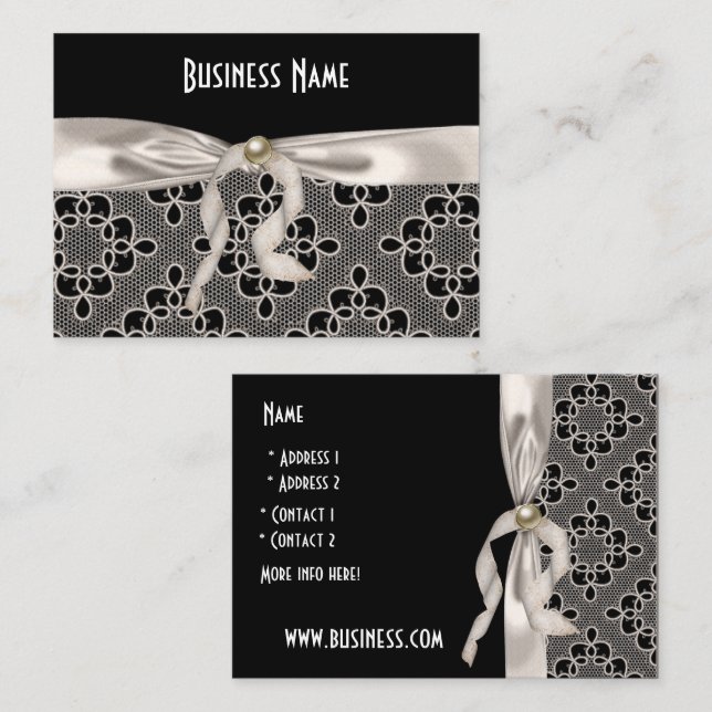 Profile Card Business Art Nouveau Lace Bow (Front/Back)