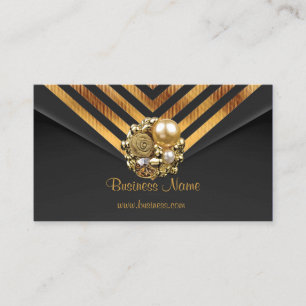Profile Card Business Gold Jewel Black Velvet Stri