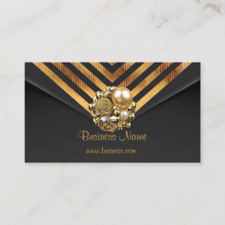 Profile Card Business Gold Jewel Black Velvet Stri