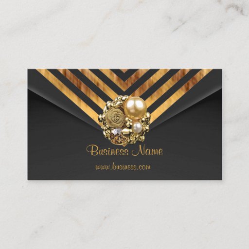 Customizable Profile Card Business Gold Jewel Black Velvet Stri Business Card