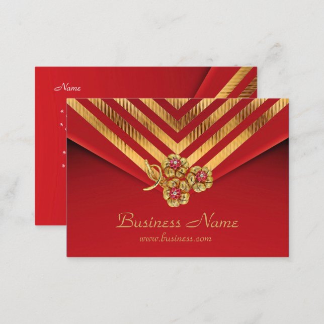 Profile Card Business Gold Stripe Red Velvet Jewel (Front/Back)
