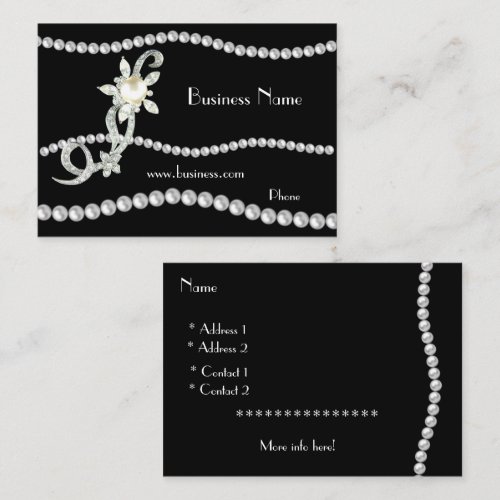 Profile Card Business Ornate Pearls Jewels (01420) Business Card Templates