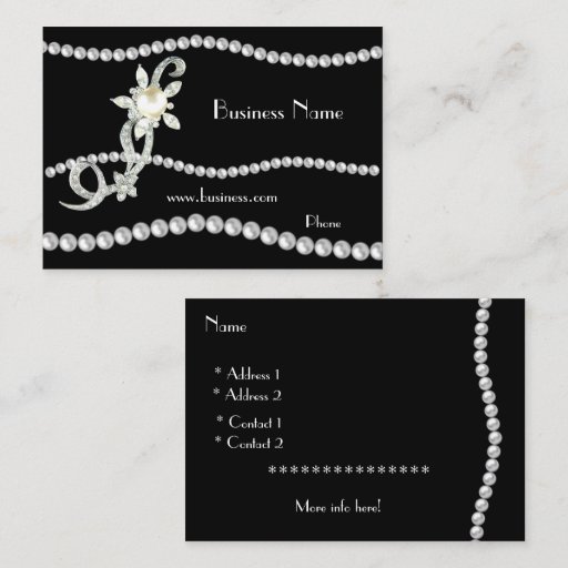 Customizable Profile Card Business Ornate Pearls Jewels (01420) Business Card Templates
