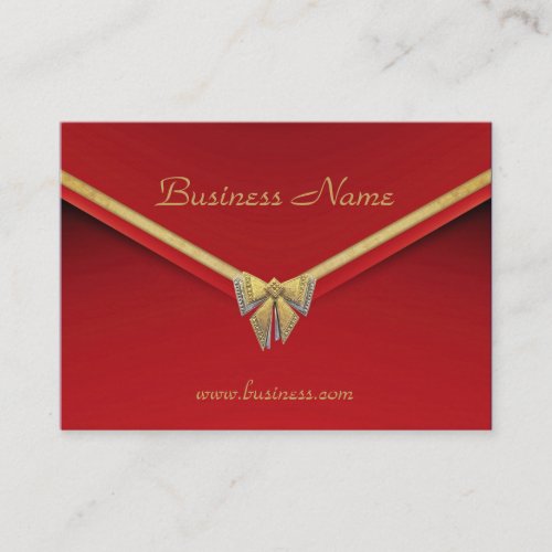Profile Card Business Red Gold Bow Business Card