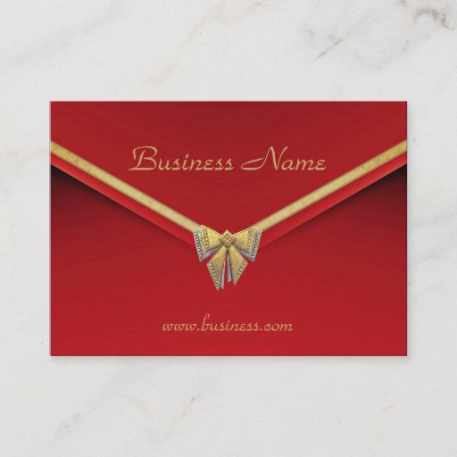 Customizable Profile Card Business Red Gold Bow Business Card