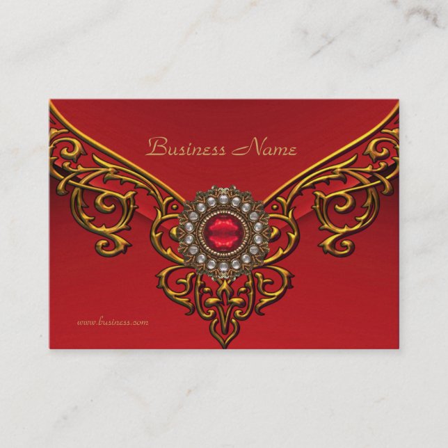 Profile Card Business Red Velvet Jewel Gold (Front)