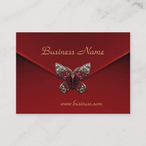 Customizable Profile Card Business Rich Red Velvet Butterfly Business Cards