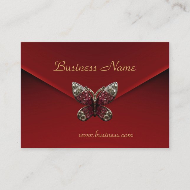 Profile Card Business Rich Red Velvet Butterfly (Front)