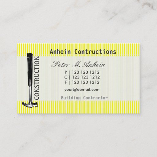 Customizable Profile Card Carpenter Built Business Card Templates