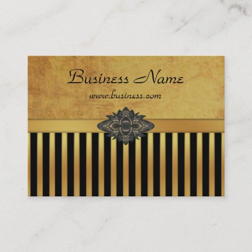 Customizable Profile Card Gold Black Stripe 2 Business Card Template