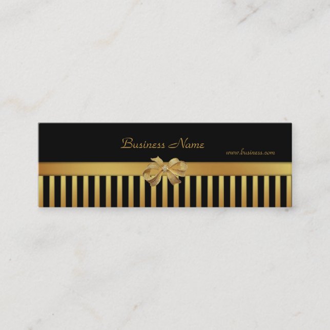 Profile Card Gold Black Stripe Gold Bow (Front)